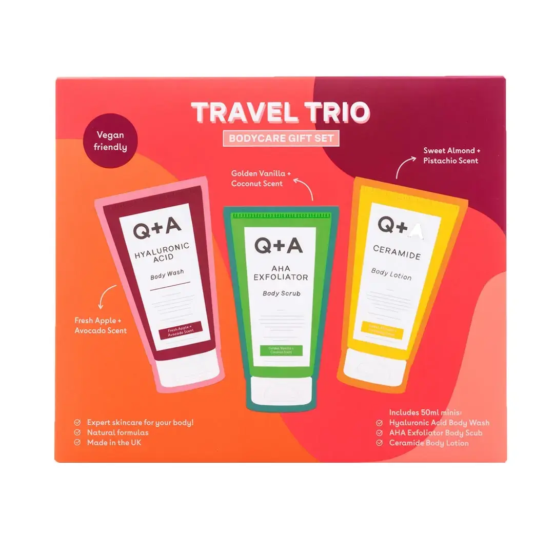 Q+a Travel Trio Gift Set - Body Wash, Scrub, & Lotion - Face the Future