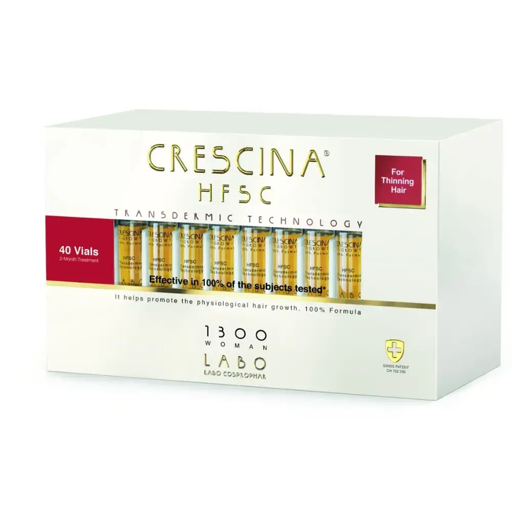 Labo, Crescina, Transdermic HFSC 1300, For Growth Stimulation, Ampoules Treatment Serum, For Scalp, For Women, 40 pcs, 3.5 ml