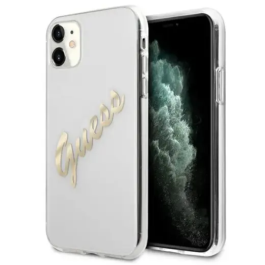 Guess GUHCN61KTRSVGO iPhone 11 6,1" | Xr Transparent hardcase Vintage Script Gold