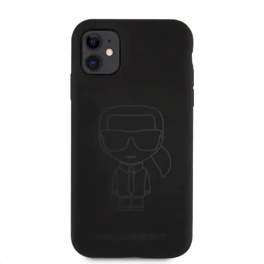 KLHCN61SILTTBK Karl Lagerfeld Iconic Outline Silicone Case for iPhone 11 Tone on Tone Black