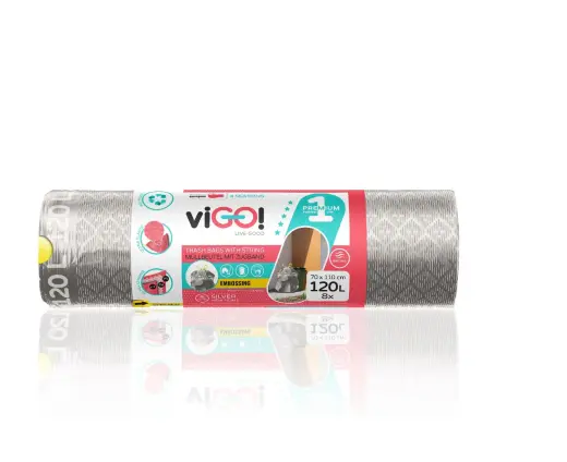 Atkritumu maisi viGO! Silver, ar New Home aromātu, LD, aizvelkami, 120l, 70x110cm, 38mk, 8gab