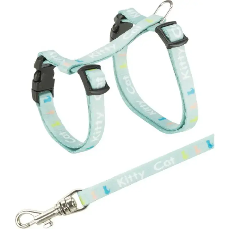 Krūšu siksna ar pavadu kaķiem - Trixie Kitten harness with lead, nylon, 21–33 cm/8 mm, 1.20 m
