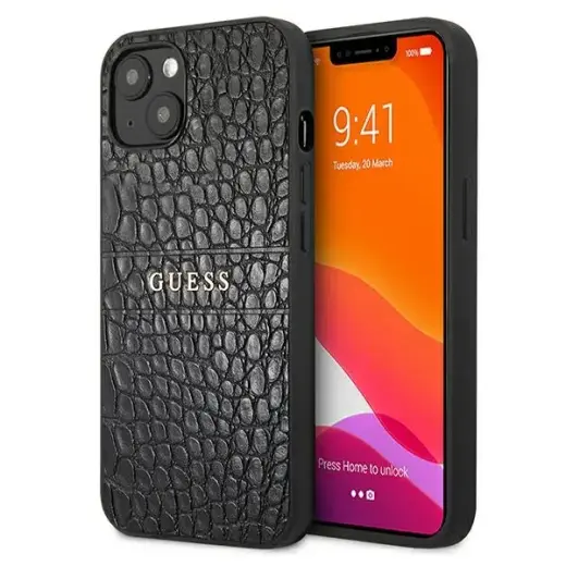 Guess GUHCP13MPCRBBK iPhone 13 6,1" czarny|black Croco Strap Collection