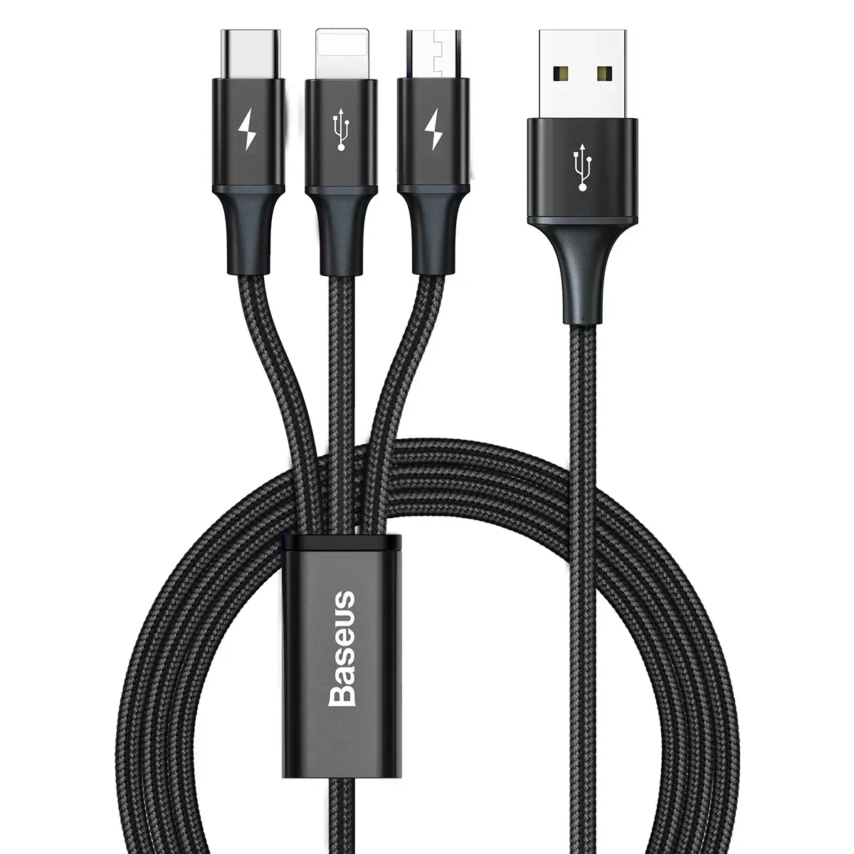 USB cable 3in1 Baseus Rapid Series, USB to micro USB | USB-C | Lightning, 3.5A, 1.2m (Black)
