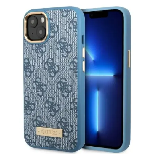 Guess 4G Logo Plate MagSafe do iPhone 13 (niebieski)