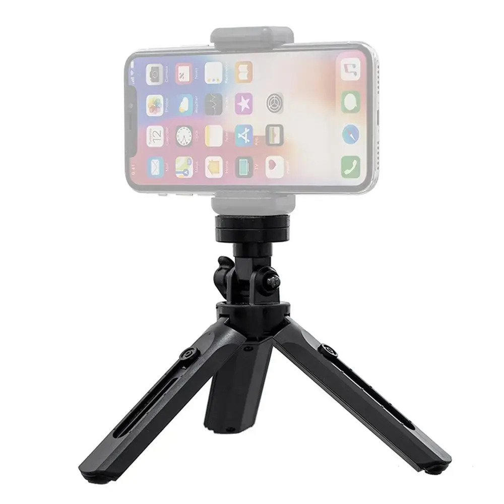 Mini statīvs ar tālruņa turētāju, selfiju nūjiņas kameras GoPro turētājs melns