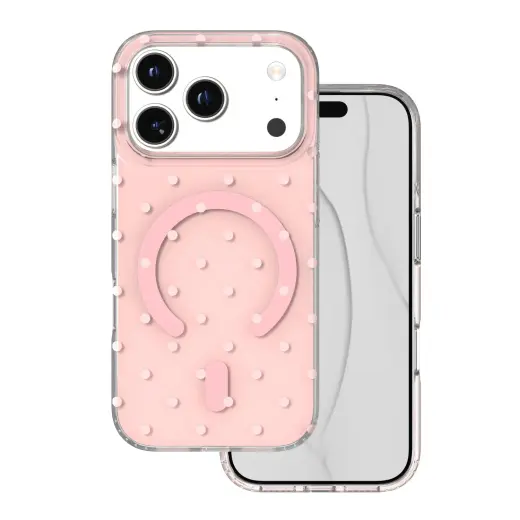 Bubble Dots Mag phone case with MagSafe support for iPhone 17 Pro | iPhone 18 Pro pink