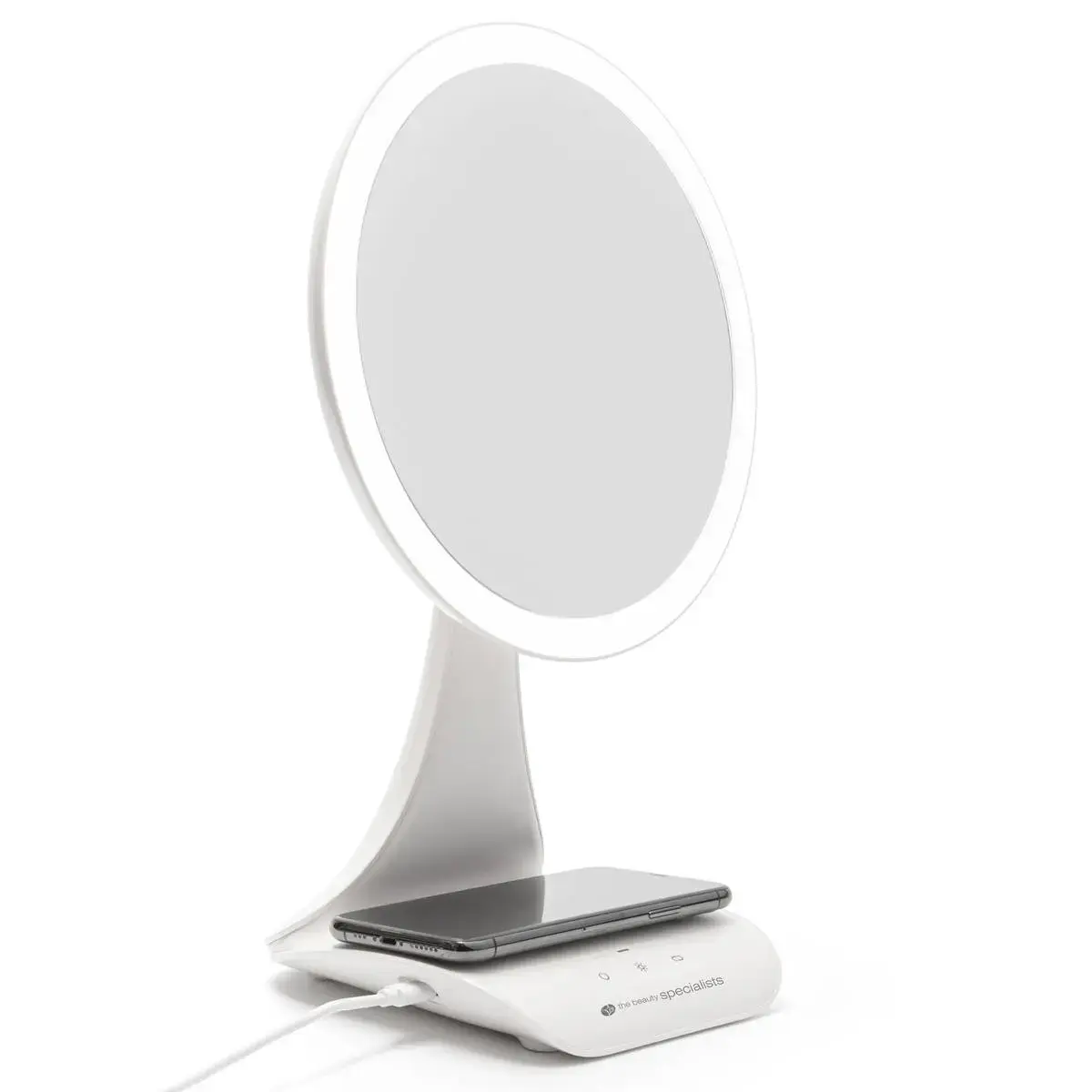 Rio 5 X Magnification LED Makeup Mirror with Wireless Charging Station in White