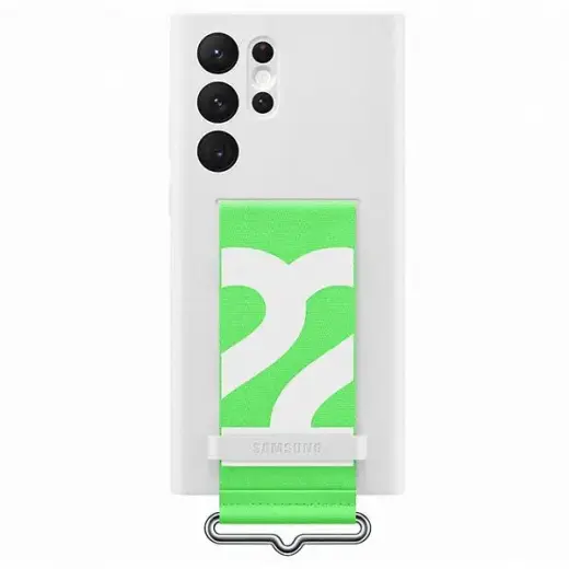 EF-GS908TWE Samsung Silicone Cover with Strap for Galaxy S22 Ultra White