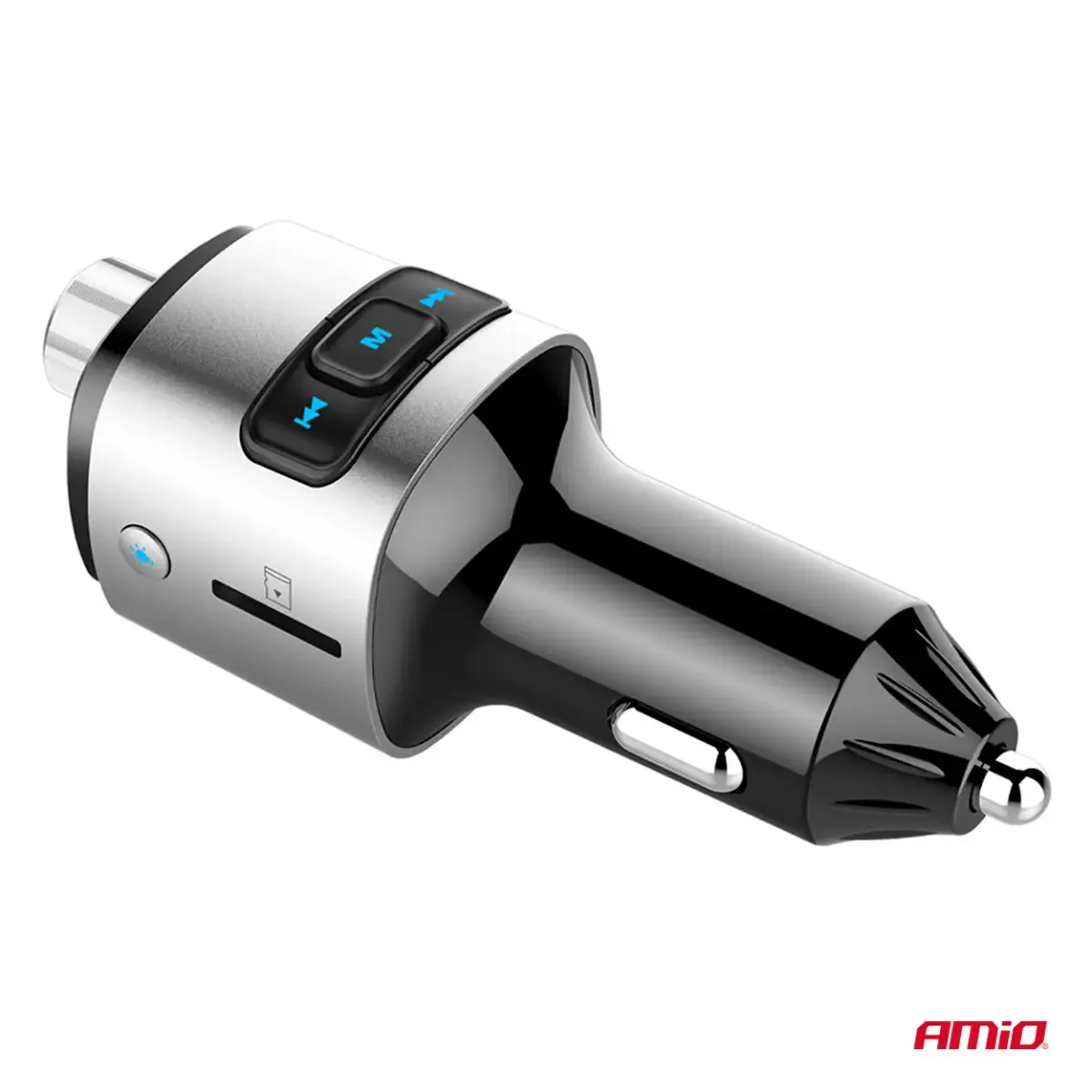 Car FM Transmitter 2×USB-A microSD 12V 24V AMIO-04654