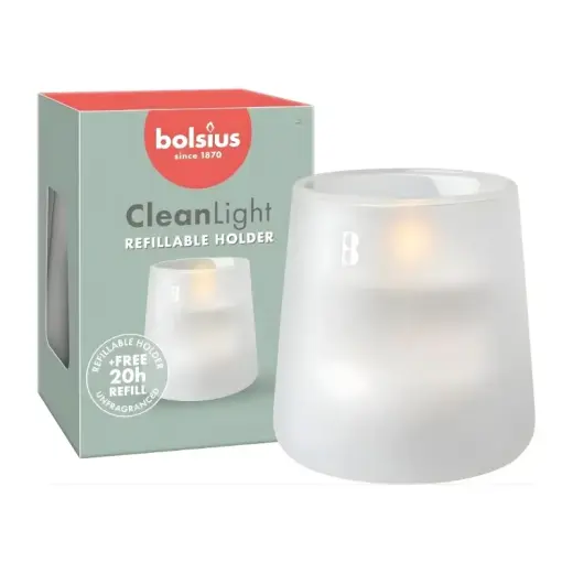 Žvakė su kvapu stiklinėje „Clean Light“ Ø95x85mm, 0% kvapo