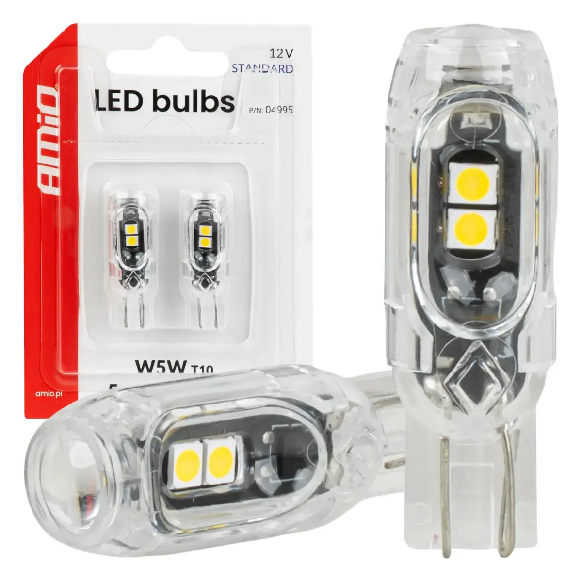 LED bulbs STANDARD T10 2835 5SMD White 12V AMIO-04995