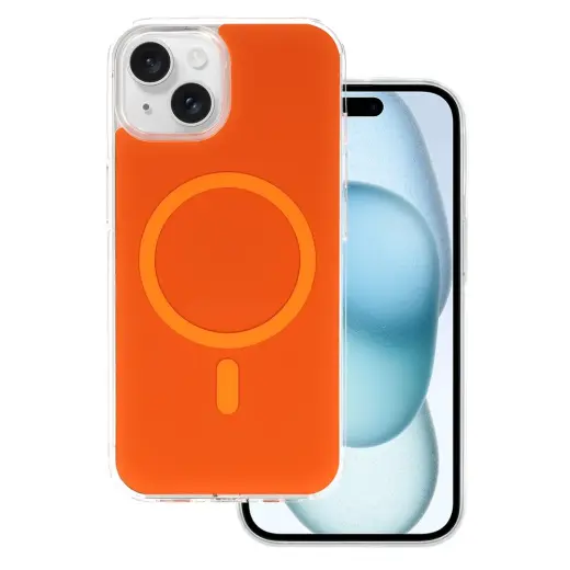 Glossy telefono dėklas su MagSafe palaikymu iPhone 15 oranžinis