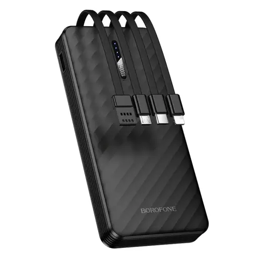 Borofone BJ84 Smooth išorinė baterija (powerbank) | 10 000 mAh | 10W | USB-A, USB-C, Lightning, Micro USB | juodas