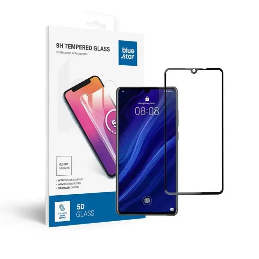 Tempered glass to Huawei P30 (full glue / case friendly) Blue Star 5D black