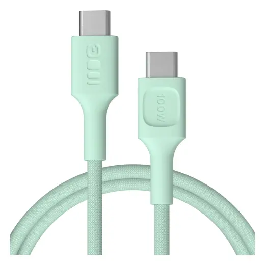 USB-C cable 1.2m 100W Greencell PowerStream Fast Charging PD Mint Green