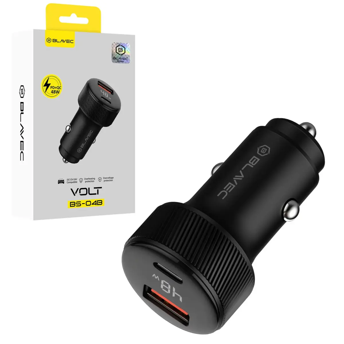 Blavec Car charger BS-04B Volt - USB + Type C - QC 3.0 18W PD 30W (CCBS04BV-UCB) black