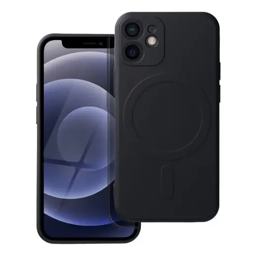 Silicone Mag Cover telefono dėklas su MagSafe palaikymu iPhone 12 Mini juodas