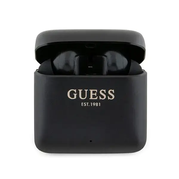 Guess słuchawki Bluetooth GUTWSSU20ALEGK TWS + stacja dokująca czarny|black Printed Logo