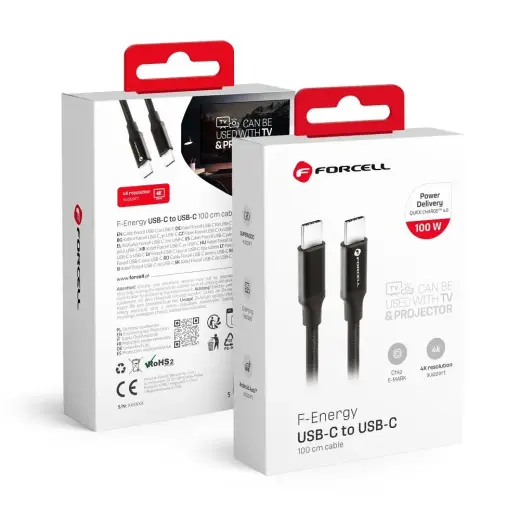 Forcell F-Energy C338 data transfer and charging cable | USB-C to USB-C | QC 4.0, PD | 60W | 1m | black