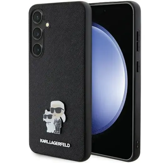 Original Pouch KARL LAGERFELD hardcase Saffiano Karl &
Choupette Metal Pin KLHCS24SPSAKCMPK for Samsung Galaxy S24 black