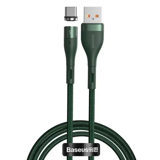 USB magnetic cable - USB-C Baseus Zinc 5A 1m (green)