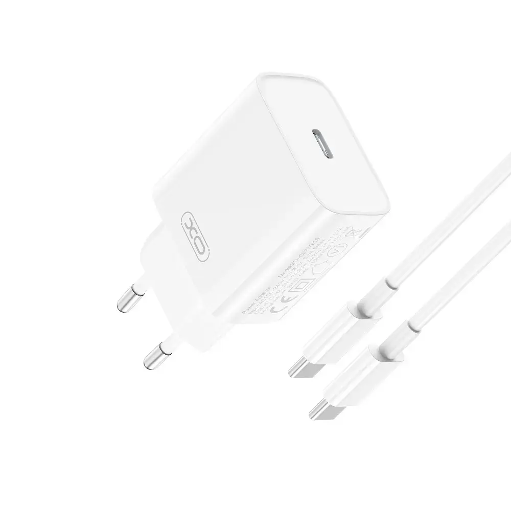 XO wall charger CE15 PD 20W 1x USB-C white + USB-C - USB-C cable