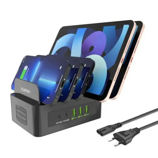 T-PHOX CHARGER POWERHUB DUAL PORT 100W 2xUSB-C/2xUSB BLACK