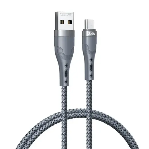 Remax USB cable - micro USB for charging and data transmission 2.4A 1m silver (RC-C006)