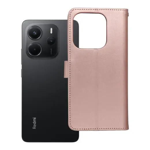 MEZZO Book case for XIAOMI Redmi Note 14 4G (GLOBAL - 164,84mm x 78,15mm x 8,16mm) teddy bear rose gold