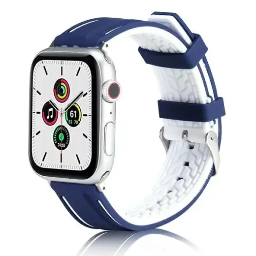 Beline Solid Silicone nutikella rihm Apple Watch (42/44/45/49 mm) jaoks | silikoonist | tumesinine/valge