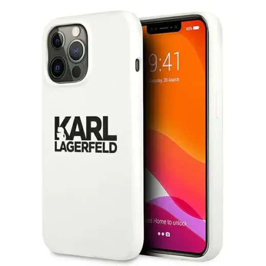 Karl Lagerfeld KLHCP13XSLKLWH iPhone 13 Pro Max 6,7" Silicone Stack Logo biały|white