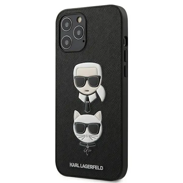 KLHCP12LSAKICKCBK Karl Lagerfeld Saffiano K&C Heads Cover for iPhone 12 Pro Max 6.7 Black