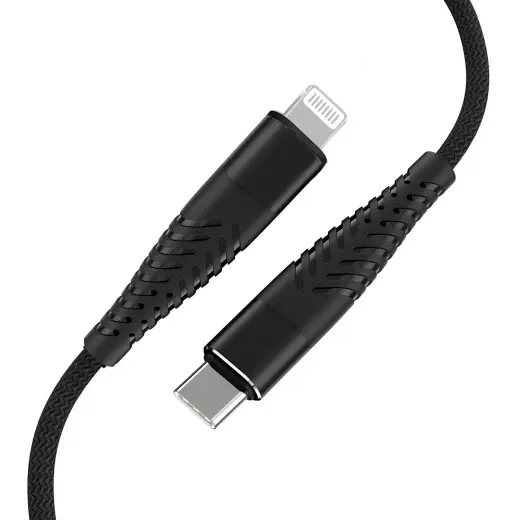Fusion Fishbone data transfer and charging cable | USB-C to Lightning | 15W | 1.5m | black