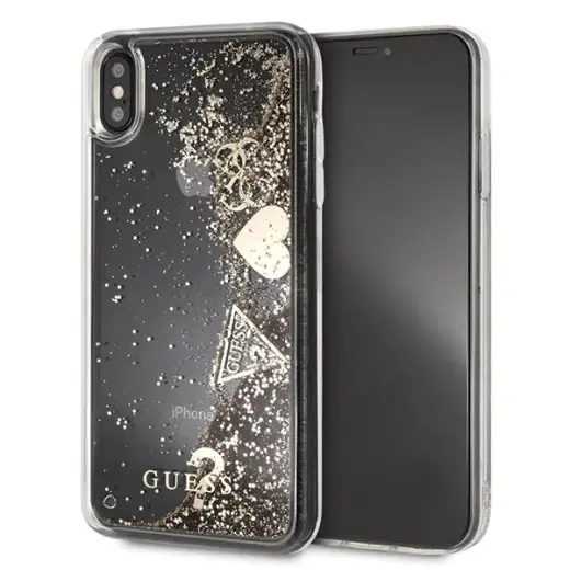 Guess GUHCI65GLHFLGO iPhone Xs Max gold|złoty hard case Glitter Hearts