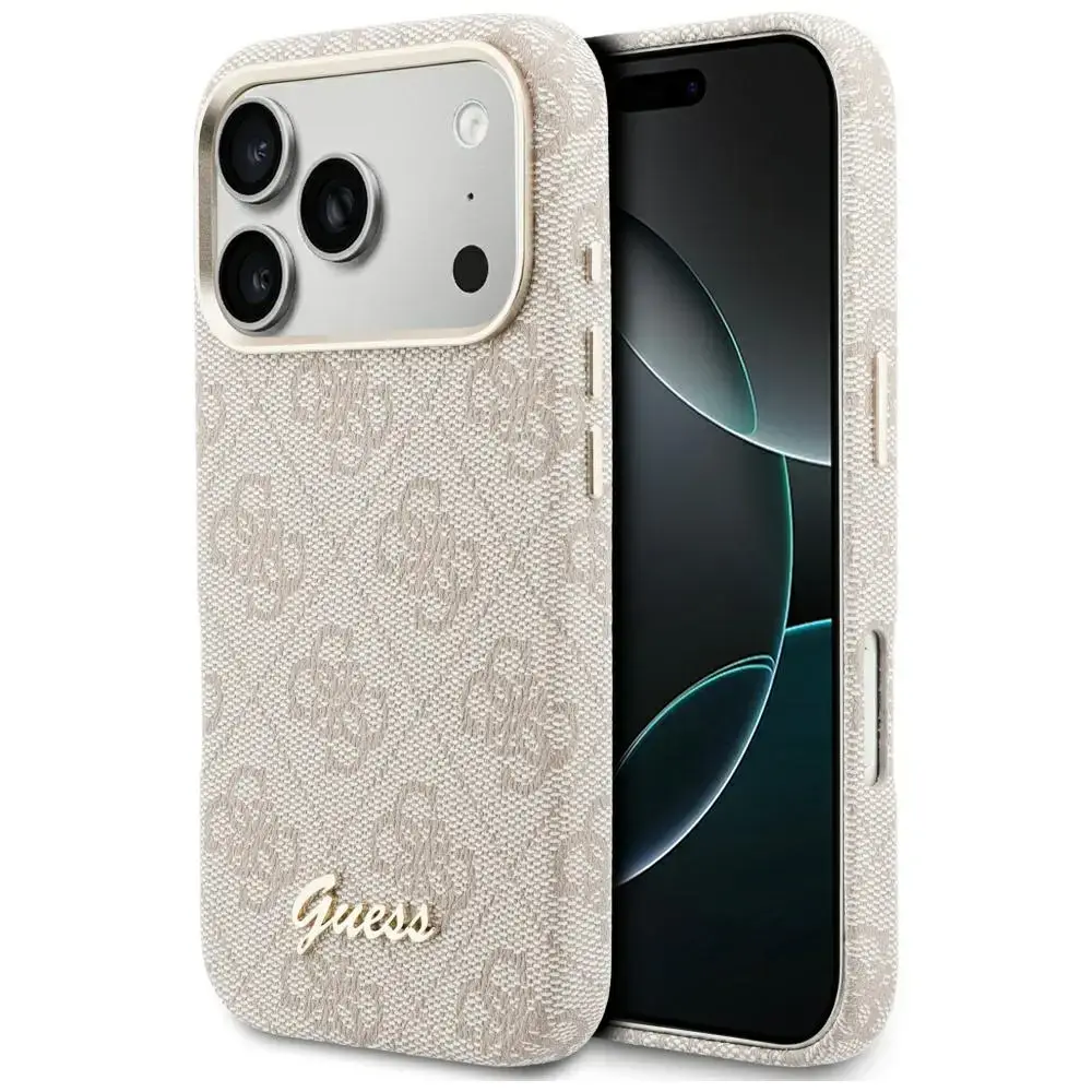 Guess 4G Script maciņš ar MagSafe atbalstu telefonam iPhone 17 Pro rozā