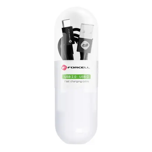 Forcell F-Energy C319 andmeedastus- ja laadimiskaabel | USB-A kuni USB-C | 10.5W | 1m | must