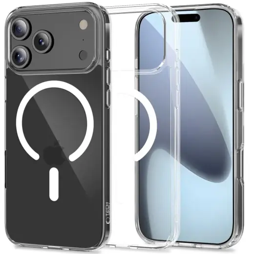 TECH-PROTECT FLEXAIR HYBRID phone case with MagSafe support for iPhone 17 Pro Max transparent