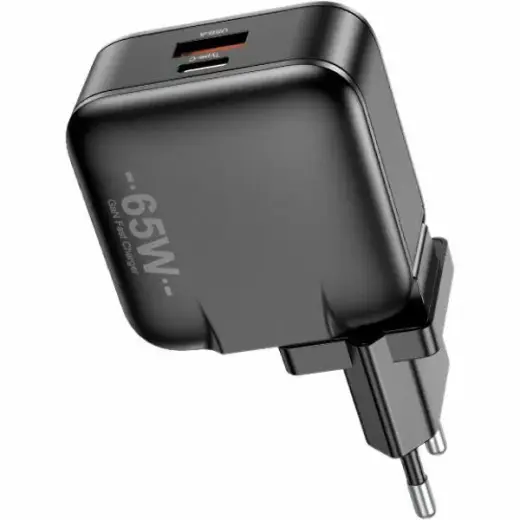 AWEI PD55-EU travel charger | 65W | GaN | USB-A, USB-C | black