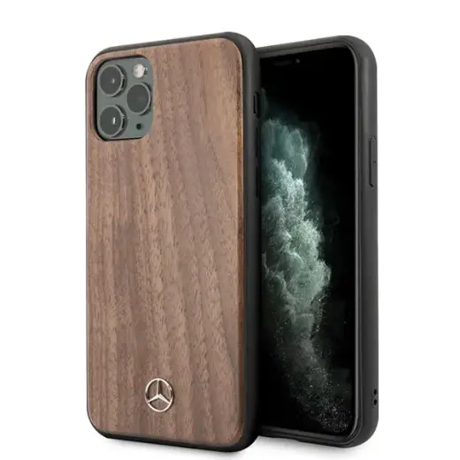 Mercedes MEHCN58VWOLB iPhone 11 Pro hard case brązowy|brown Wood Line Walnut