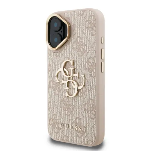 Guess PU 4G metāla logotipa statīva kamera rāmja vāciņš iPhone 16 rozā