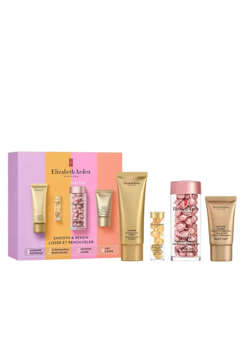 Set Elizabeth Arden: Ceramide, Eliminates Impurities, Cleansing Cream, 50 ml + Advanced Ceramide, Lift & Firm, Night, Cream, For Face, 15 ml + Advanced Ceramide, Restores, Serum Capsules, Face, 7 pcs + Retinol, Ceramide, Reduces Fine Lines & Wrinkles, Serum Capsules, Face, 60 pcs