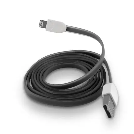 Forever cable USB - Lightning 1,0 m 1A black silicone flat