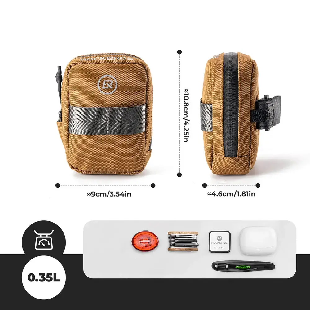 Torba rowerowa Rockbros F006 podsiodłowa 0,35 l - brązowa