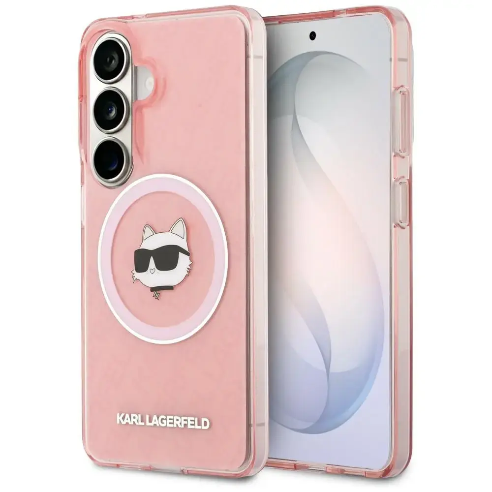 Karl Lagerfeld IML Repeated Choupette maciņš ar MagSafe atbalstu telefonam Samsung Galaxy S26 (S942) rozā
