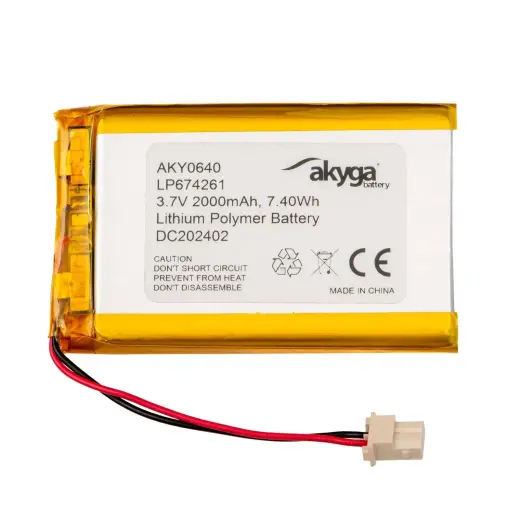 Lithium Polymer Battery Akyga AKY0640 LP674261 Li-Po 3.7V|2000mAh PCM Molex 2.50 2Pin Connector 50mm