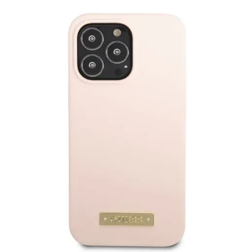 Guess Silicone Metal Logo MagSafe Compatible Case for iPhone 13 Pro Pink