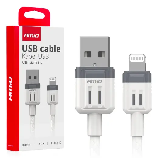AMiO AMIO-03907 duomenų perdavimo ir įkrovimo laidas | USB-A į Lightning | 15W | 1m