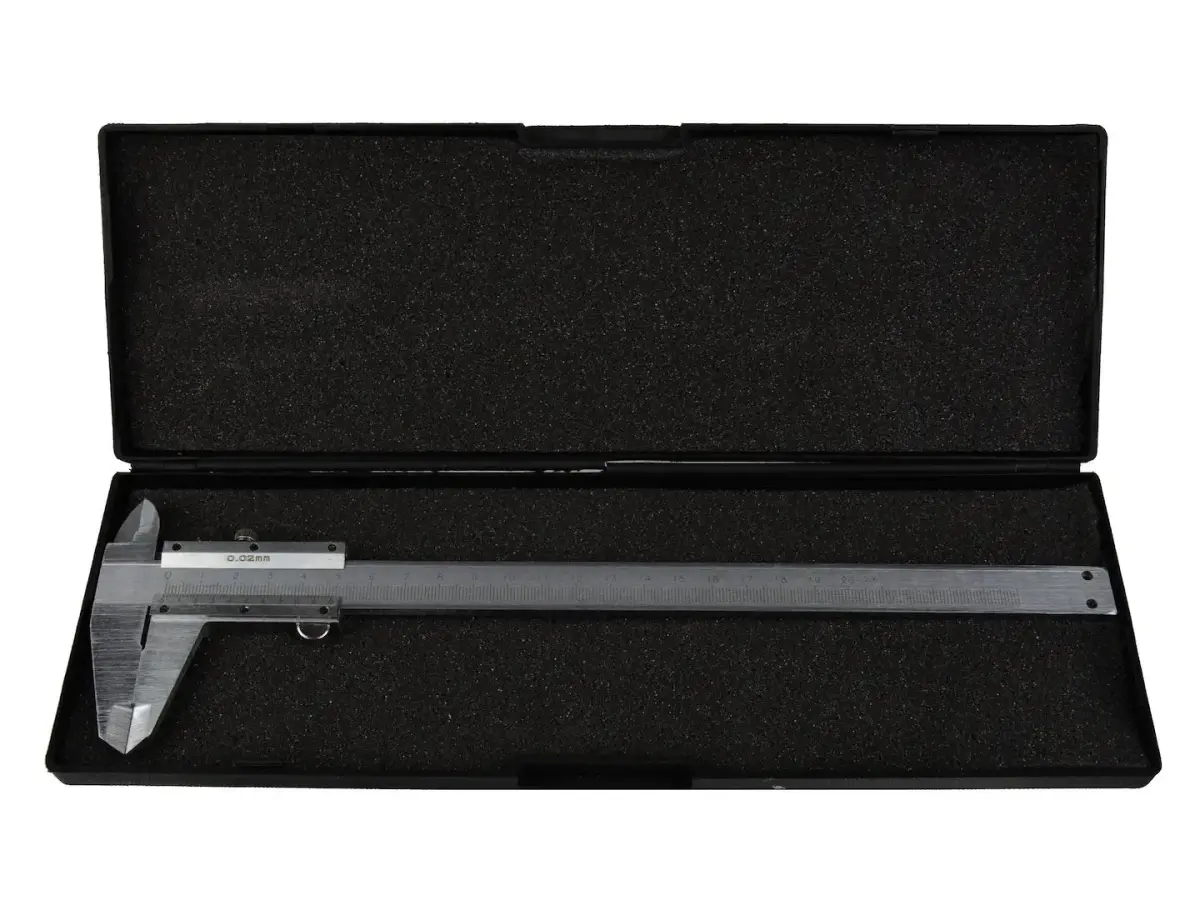 Vernjē suports ar augšējām spīlēm 200mm 0,02mm