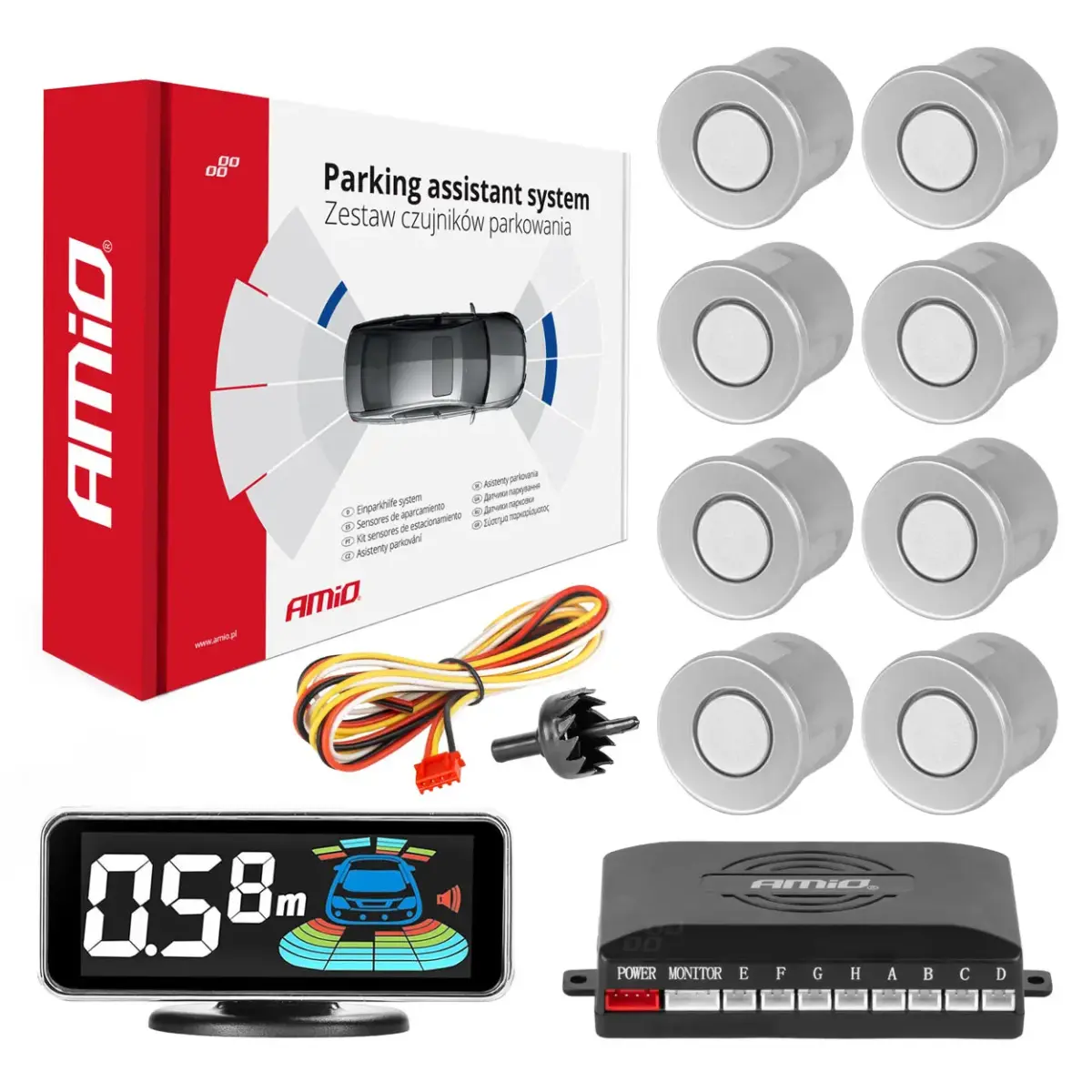 Parking assistant system LED-GRAF 3D 8 sensor silver
